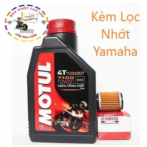 Combo Nhớt tổng hộp Motul 7100 10w50 4T + Lọc Nhớt Yamaha