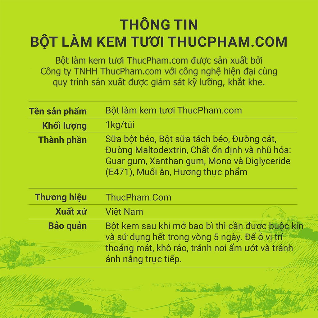 Bột Làm Kem Tươi THUCPHAM.COM Vị Chocolate 1kg - Công Thức Độc Quyền Hương Vị Mới, Không Gắt, Không Hắc