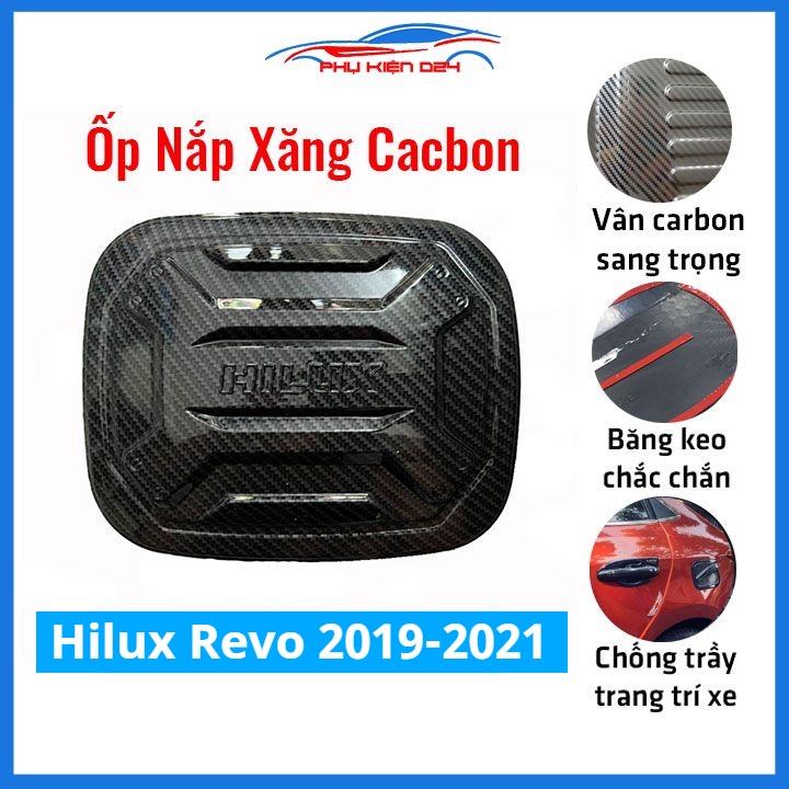 Ốp nắp xăng Hilux 2016-2017-2018-2019-2020-2021-2022-2023-2024 vân cacbon bảo vệ chống trầy trang trí ô tô