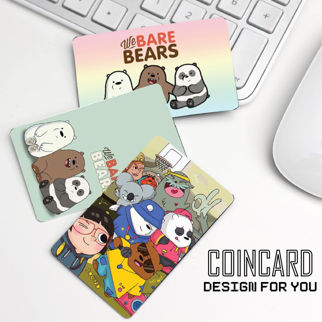 "WE BARE BEARS" 🐻🐼 ( Decal dán Thẻ ATM, debit, thẻ từ, thẻ chung cư, bảo vệ thẻ) | Dán thẻ ATM COINCARD