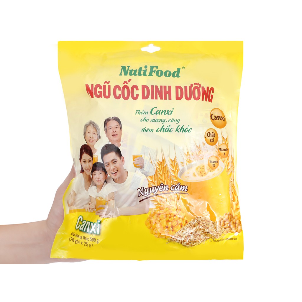 Ngũ cốc dinh dưỡng Canxi nguyên cám NutiFood bịch 500g