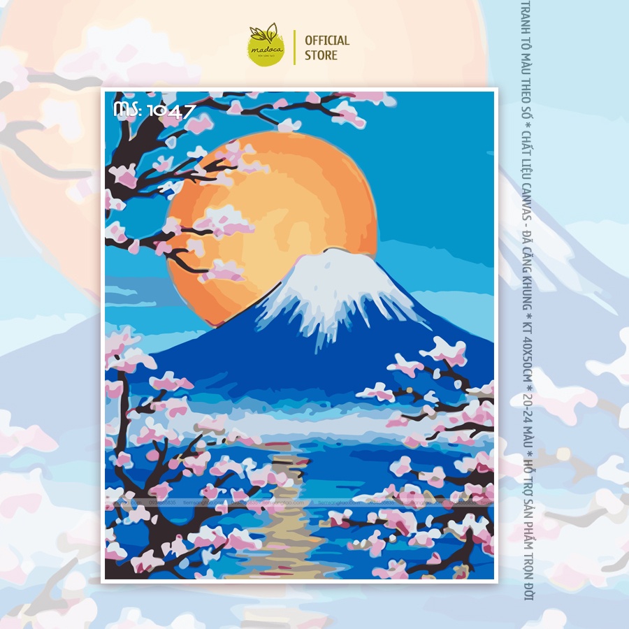 Tranh tô màu số hóa Madoca có khung 40x50cm Mặt trời trên Phú Sĩ T1047