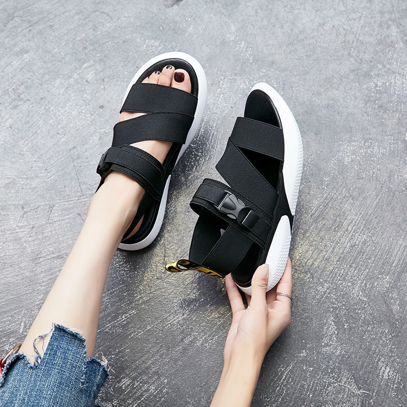 Giày Sandal Thể Thao Đế Phẳng Dày Phong Cách Hàn Quốc Mới Cho Nữ Sinh