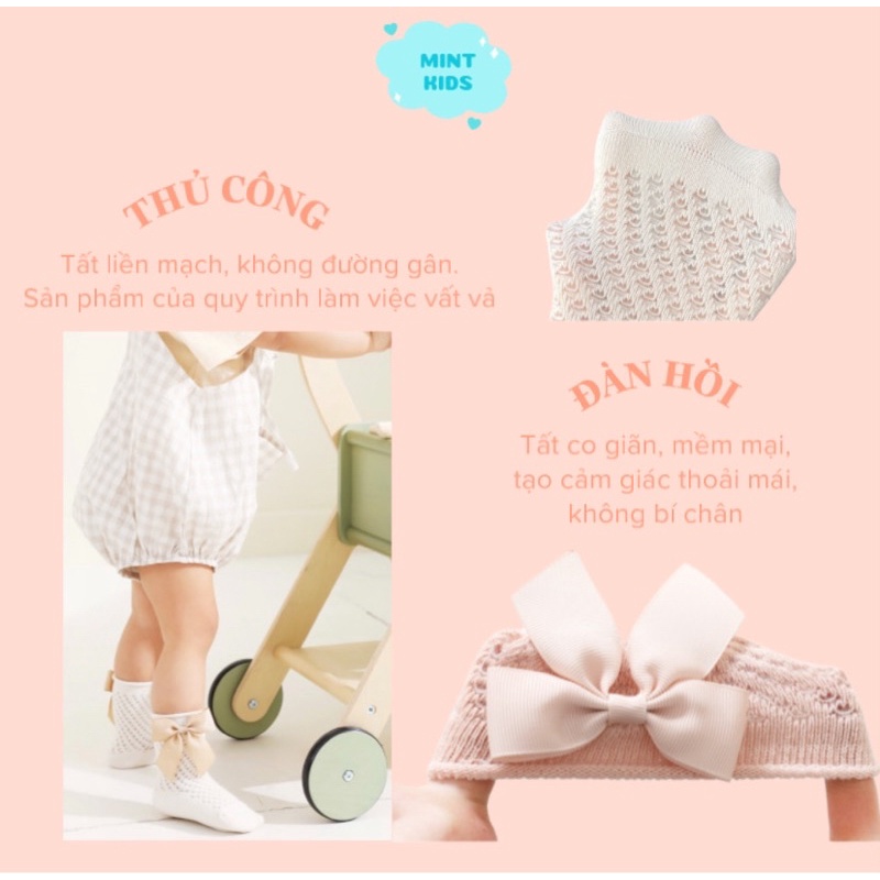 Tất Lưới Cao Cổ Đính Nơ Nemo Baby Mềm Mại Cho Bé 0 Đến 5 Tuổi TL-10
