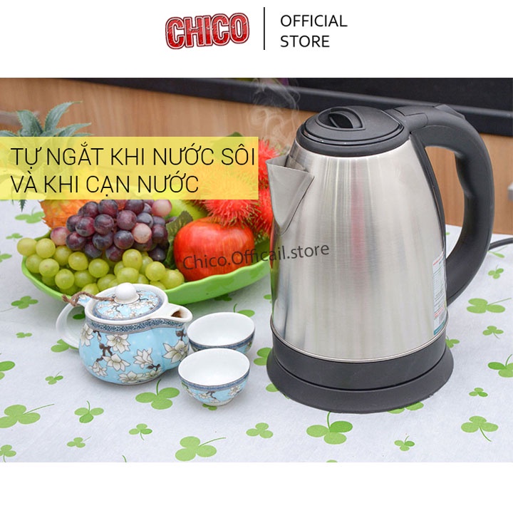 Ấm siêu tốc đun nước 1.8L, Ấm đun siêu tốc Electric Kettle inox hàng chất lượng cao