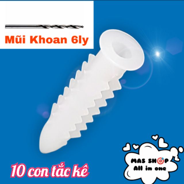 10 Tắc Kê nhựa loại tốt dài 3F - dùng cho mũi khoan 6ly , dùng vít 4mm