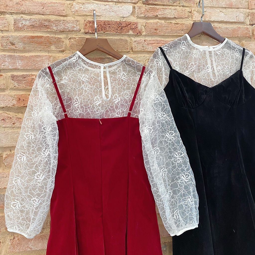 SET ĐẦM DÂY KÈM ÁO HOA HAI MÀU XINH XẮN - KILY DRESS