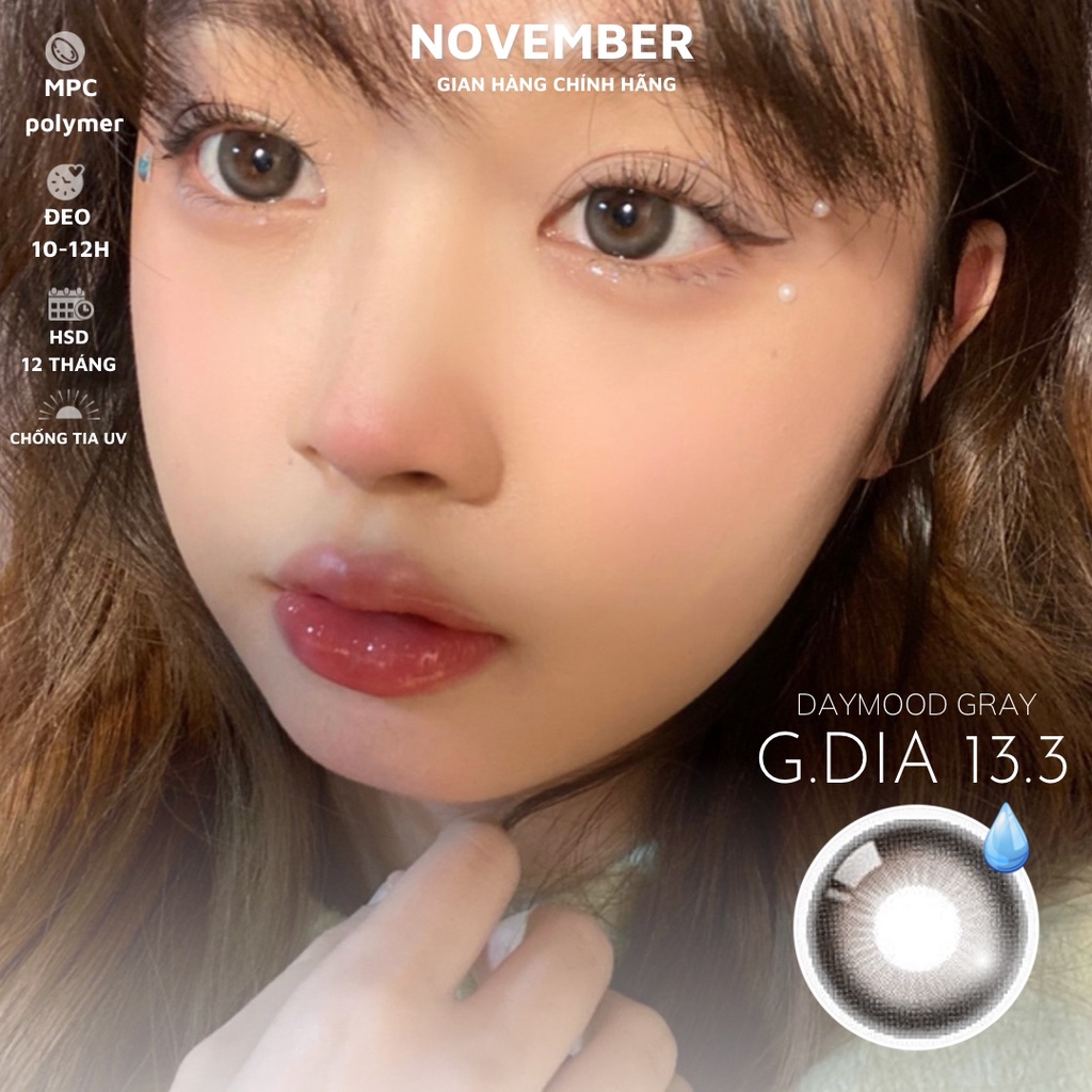 Kính áp tròng xám lạnh ánh bóng DAYMOOD GRAY chất liệu cấp ẩm cho mắt khô và chống tia UV