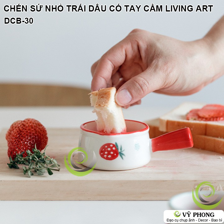 CHÉN SỨ NHỎ HÌNH TRÁI DÂU DỄ THƯƠNG CÓ TAY CẦM LIVING ART TRANG TRÍ BẾP CHỤP HÌNH ĐẠO CỤ CHỤP ẢNH SẢN PHẨM INS DCB-30