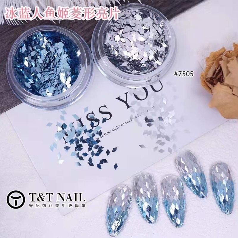Set 2 hũ nhũ sequin hình thoi trang trí móng