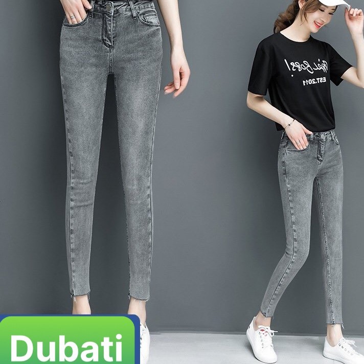 QUẦN JEAN NỮ CO GIÃN LƯNG CAO, QUẦN JEAN ỐNG ÔM, ỐNG BÓ NỮ GIÃN CỰC XỊN SÒ - DB 86 - DUBATI FASHION