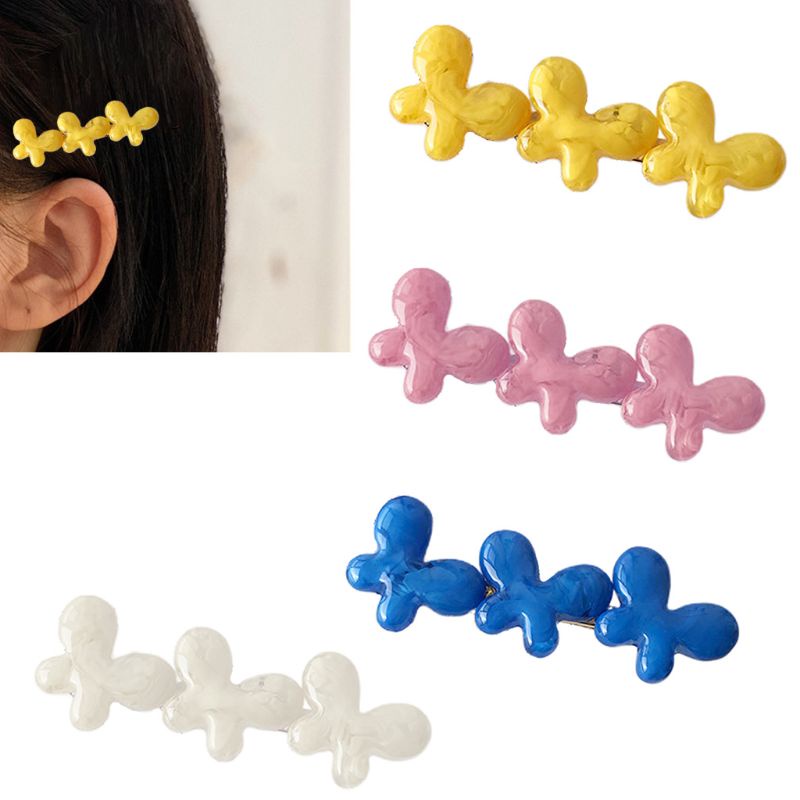 Kẹp Tóc Kim Loại Màu Kẹo Ngọt Hình Bướm Dễ Thương Cho Nữ