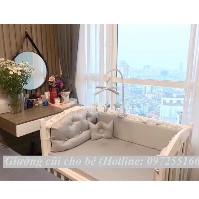 Quây ga thiết kế cho nôi cũi, chất cotton lụa cao cấp