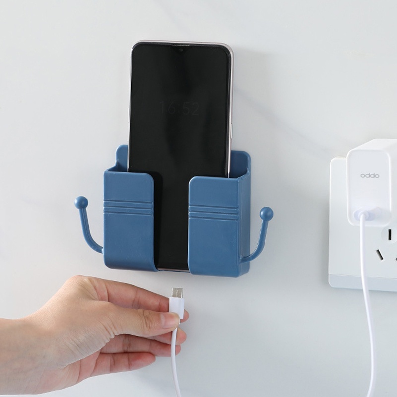 Giá Đỡ Điện Thoại Gắn Tường Kèm 2 Móc Treo Đồ Tiện Dụng Cho Phòng Tắm / Phòng Ngủ
