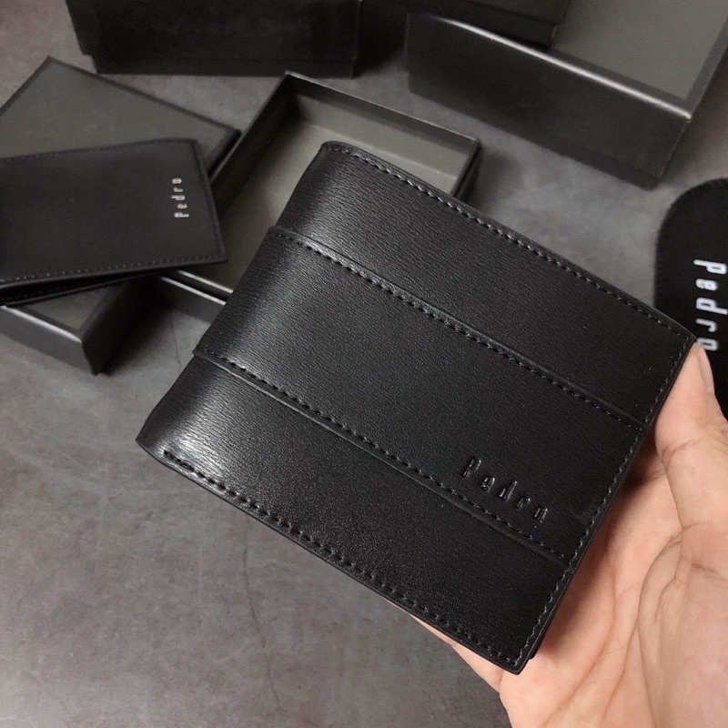 Set ví thắt lưng da nam cao cấp Pedro cầm tay dáng ngang nhỏ gọn thương hiệu, tặng kèm Cardholder