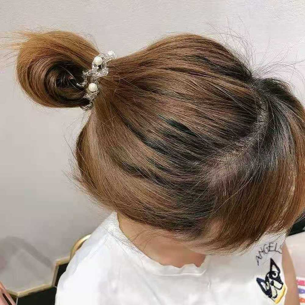 Ahellogirl Dây buộc tóc đính ngọc trai giả xinh xắn cho nữ
