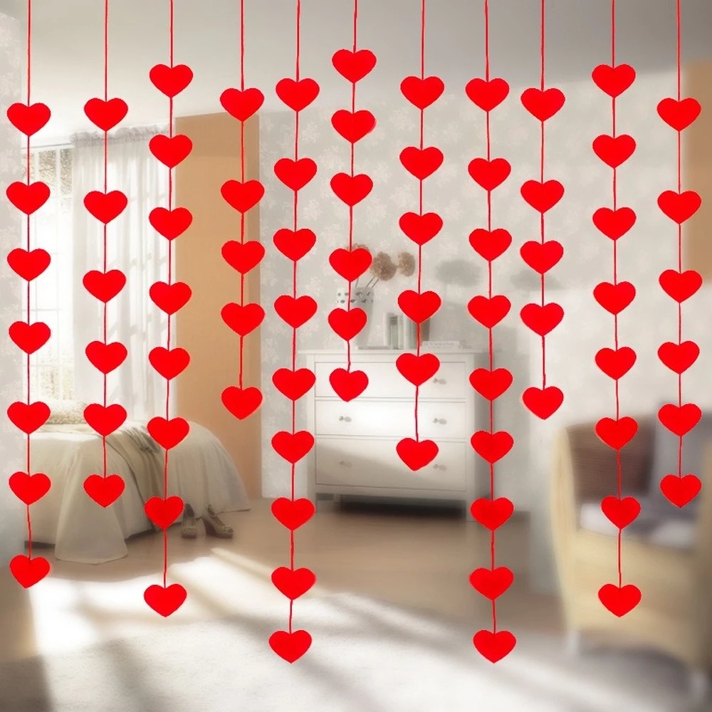 Mặt dây treo trang trí ngày lễ tình nhân hình trái tim màu đỏ độc đáo DIY
