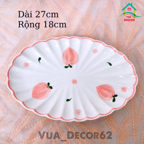 Bộ Bát Đĩa  Quả Đào  Chén Dĩa Dễ Thương Bát Ăn Cơm Decor Gốm Sứ Bát Tràng Đẹp Cao Cấp MHT04