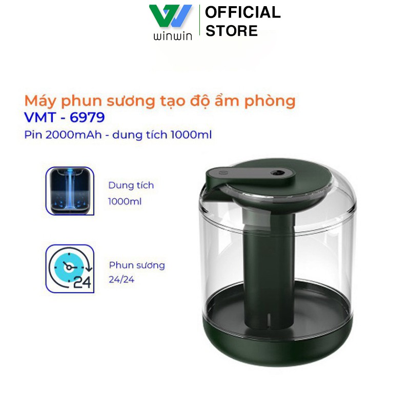 Máy phun sương khuếch tán tinh dầu [SẴN HÀNG] máy xông phòng tạo độ ẩm cao cấp có đền led, sạc usb_vimart