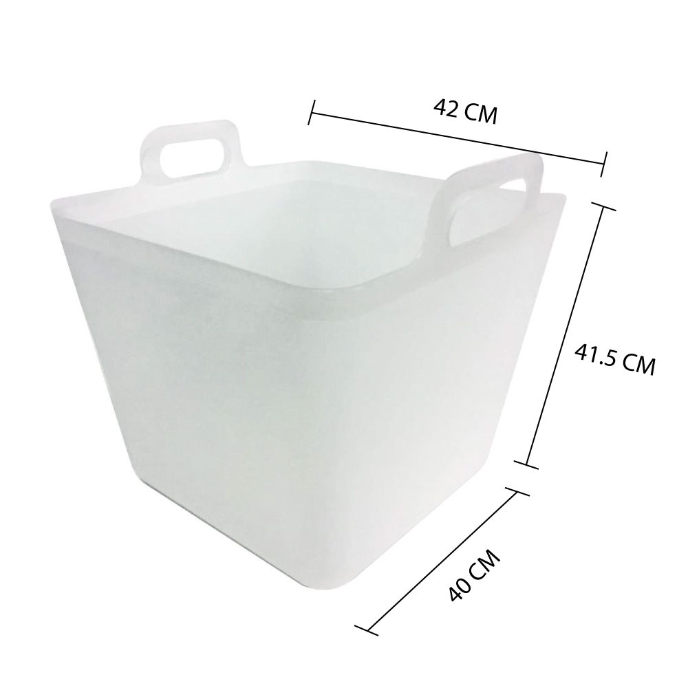 HomeBase STACKO Rổ nhựa đựng đồ có tay cầm Thái Lan Size L 42x40x41.5cm màu trắng