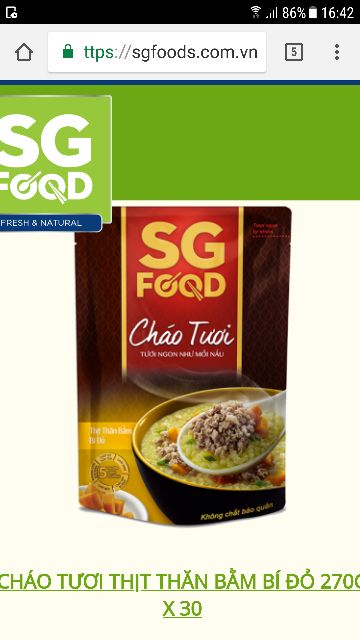 Cho bé lớn-30 gói cháo tươi của Sgfood