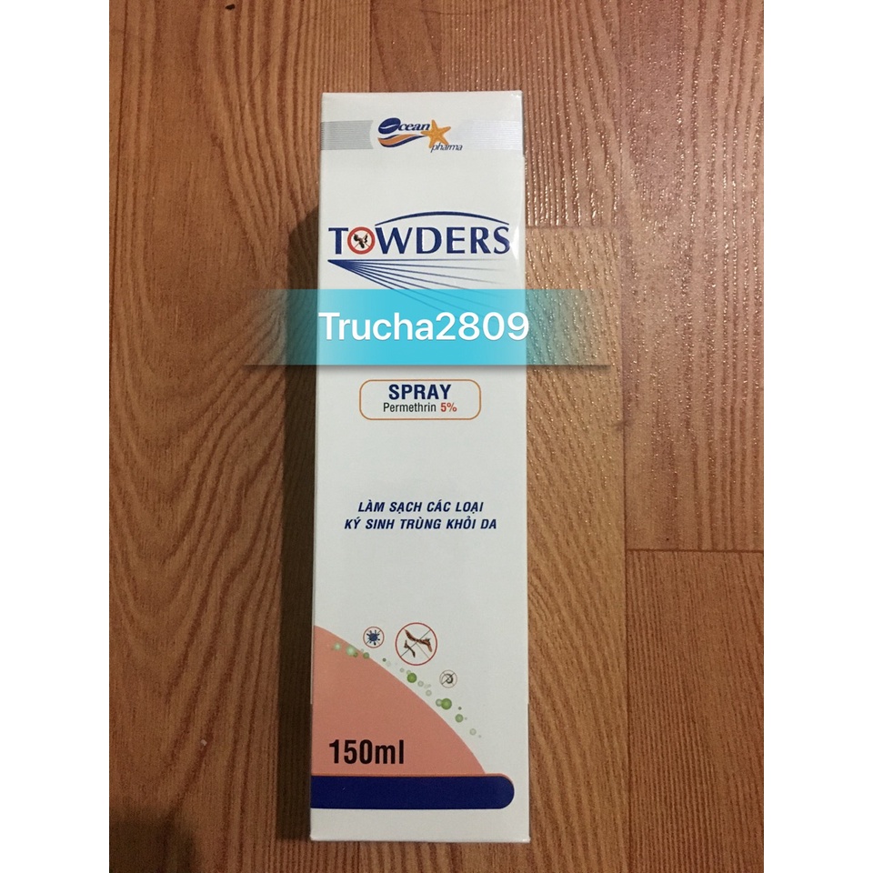 TOWDERS SPRAY 100ML. PERMETHRIN 5%. LÀM SẠCH CÁC LOẠI KÝ SINH TRÙNG KHỎI DA