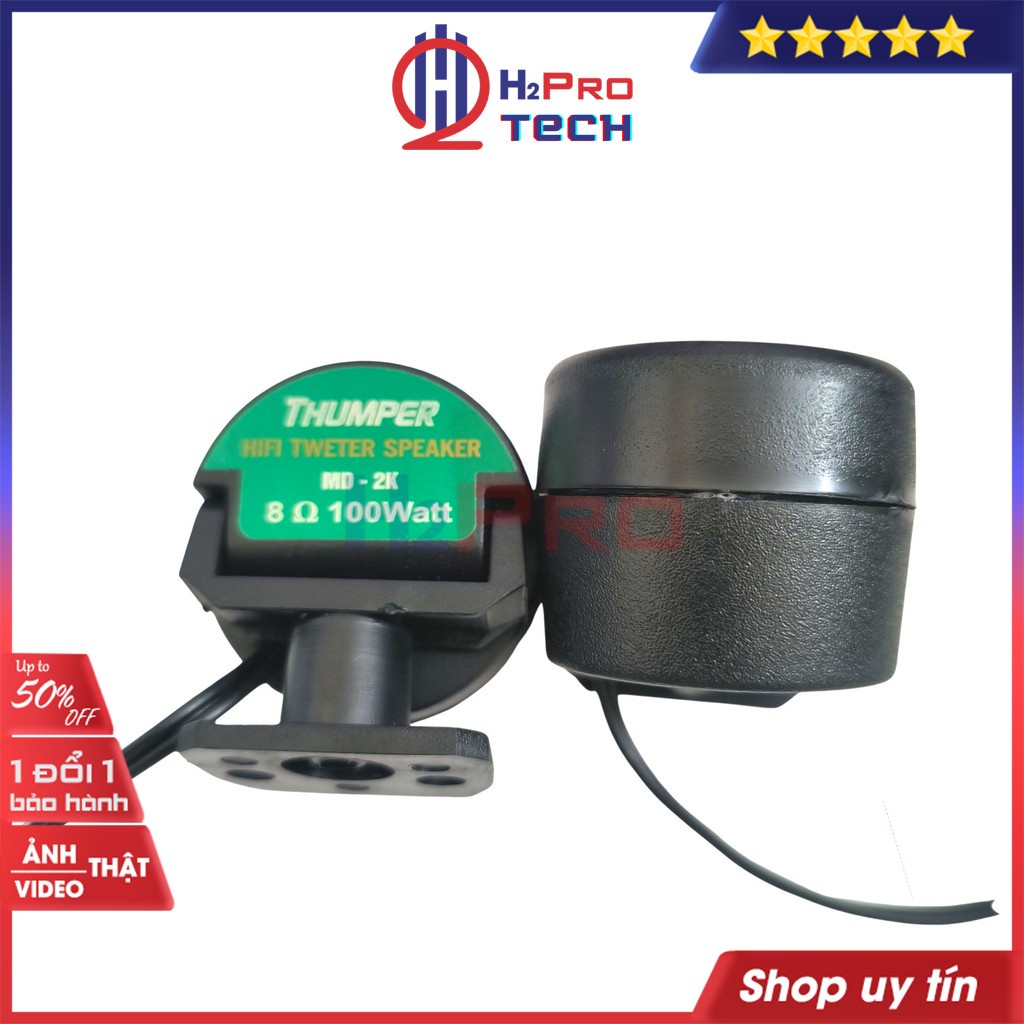 Đôi Loa Treble Thạch Anh Thumper Tròn 4cm, 2 Loa Tép Rời Thạch Anh Cao Cấp 40W-8 Ôm (Tặng Tụ 20K Hàn Sẵn)-H2Pro Tech