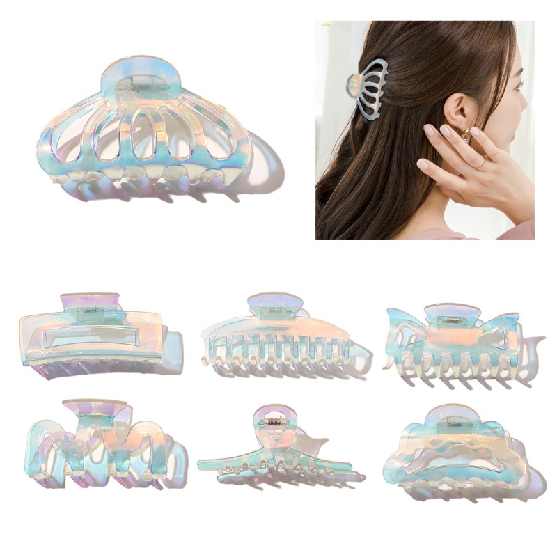 Kẹp Tóc Móng Vuốt Trong Suốt Màu Sắc Gradient Dành Cho Bạn Gái