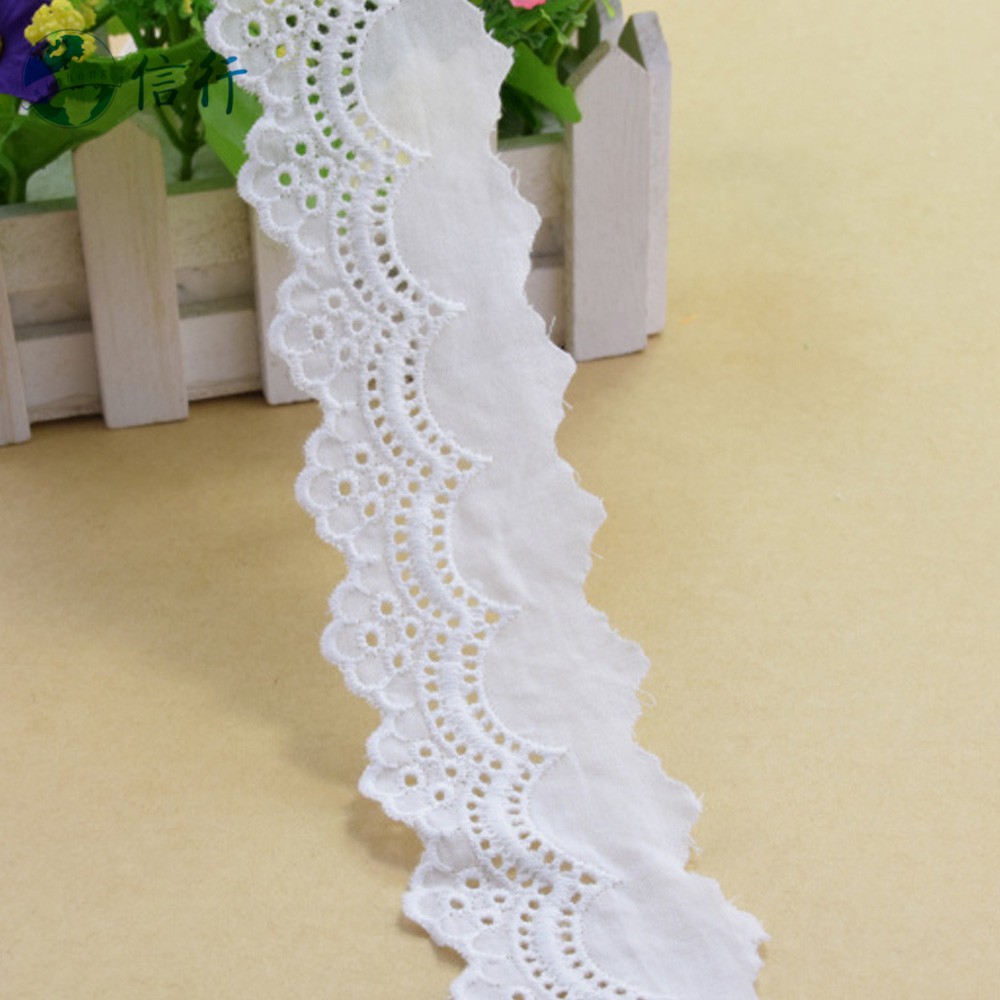Cuộn Ren Ruy Băng mini Rộng 4cm Chất Liệu 100% cotton Phối Ren Dùng Để Trang Trí Quần Áo diy 3169