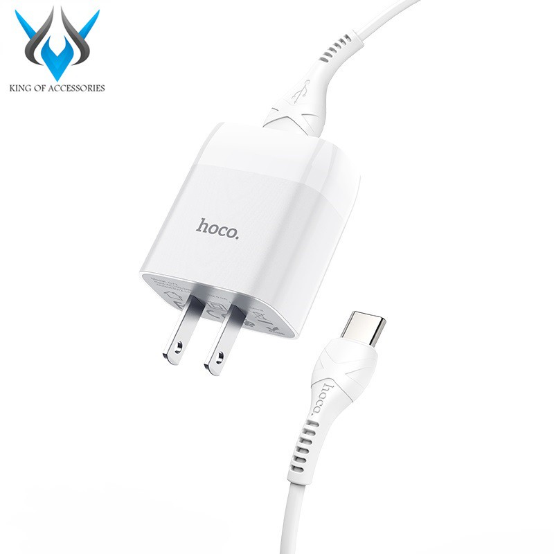 Bộ cốc sạc và cáp sạc Hoco C72 cổng Type-C output max 2.1A (Trắng) - Hàng chính hãng