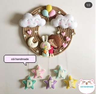 Bảng tên trang trí cho bé(vải dạ handmade)