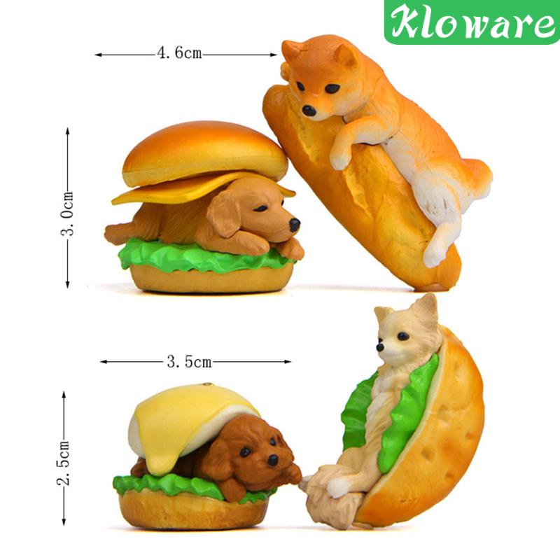 Set 4 Đồ trang trí Chú Chó Hamburger Vui Nhộn Bằng PVC Trang Trí Bảng Điều Khiển