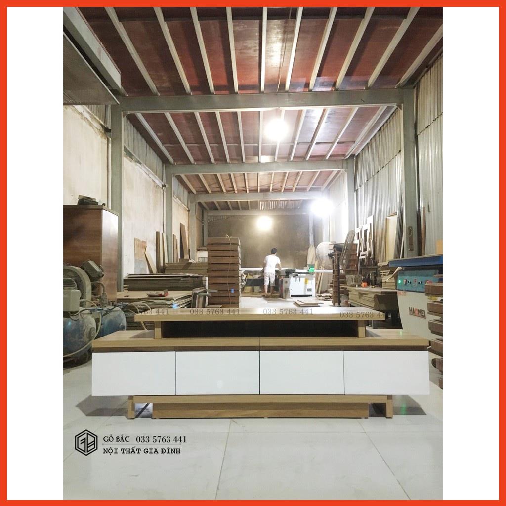 Kệ tivi thông minh rút 2 đầu kích thước dài 1m6 kéo ra được 2m4 gỗ MDF phủ melamine