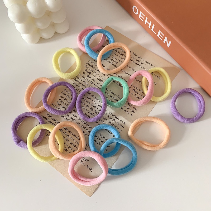 Set 100 dây cột tóc co giãn màu sắc ngọt ngào phong cách hàn quốc cho nữ