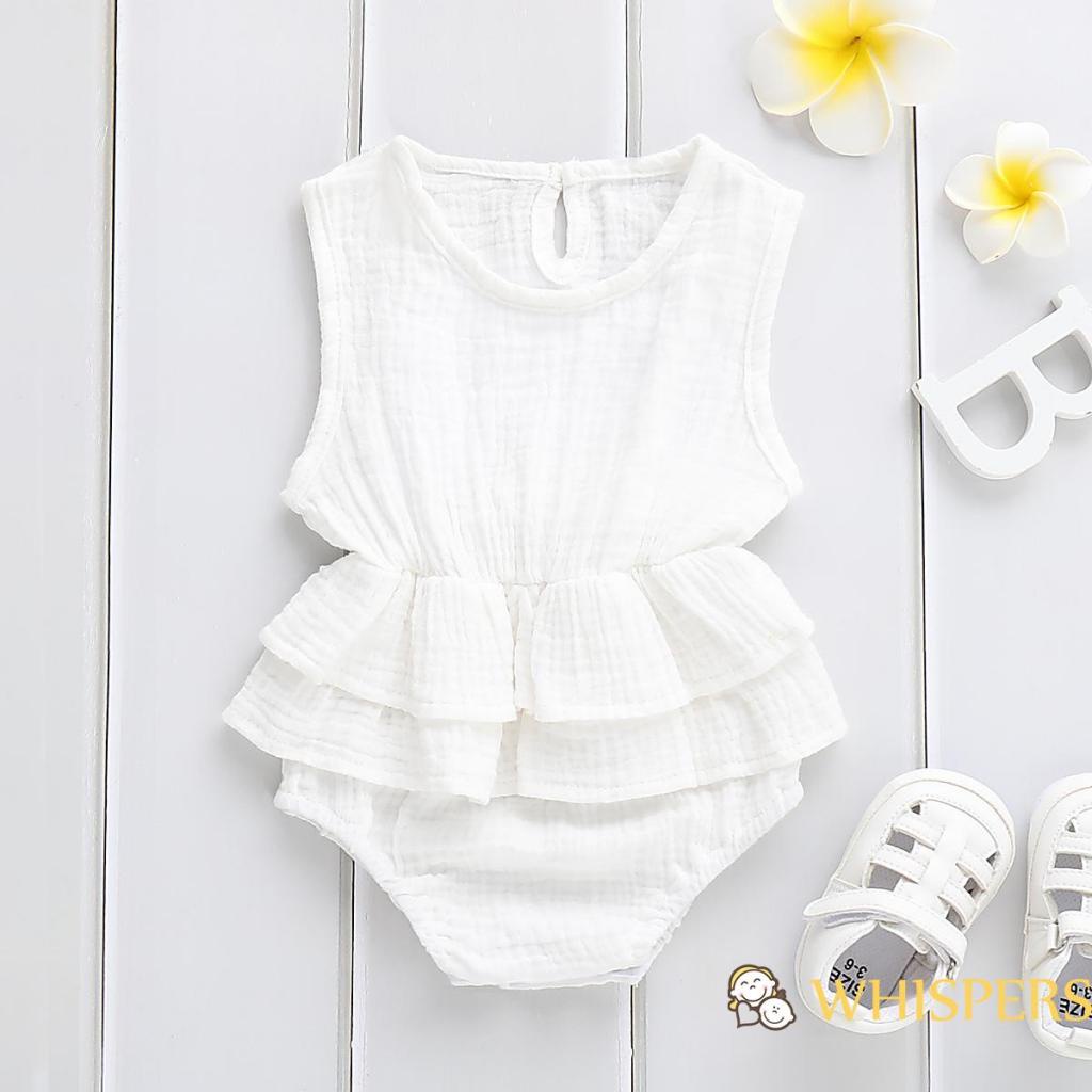 WHISPERS-Newborn Baby Girl Romper Solid Color Ruffle Tutu Dress Jumpsuit Sunsuit Outfit