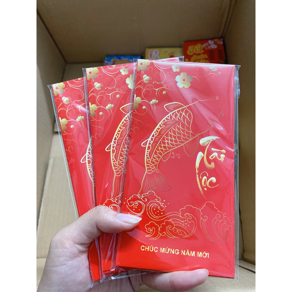 Combo 10 Bao lì xì Tết 2022, phong bao lì xì cao cấp nhiều mẫu đẹp có túi kiếng