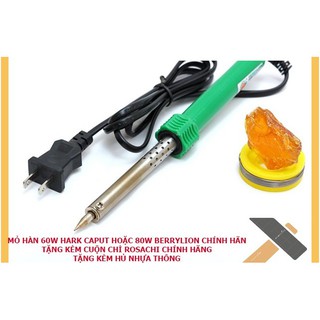 Combo mỏ hàn 60w Harkcaput hoặc 80w Berrylion + Cuộn Thiếc Rosachi, Hộp Nhựa Thông (Chính Hãng)