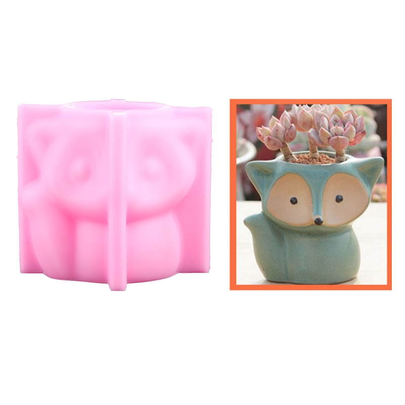 Khuôn Silicone Tạo Hình Chậu Cây Hình Động Vật 3D DIY