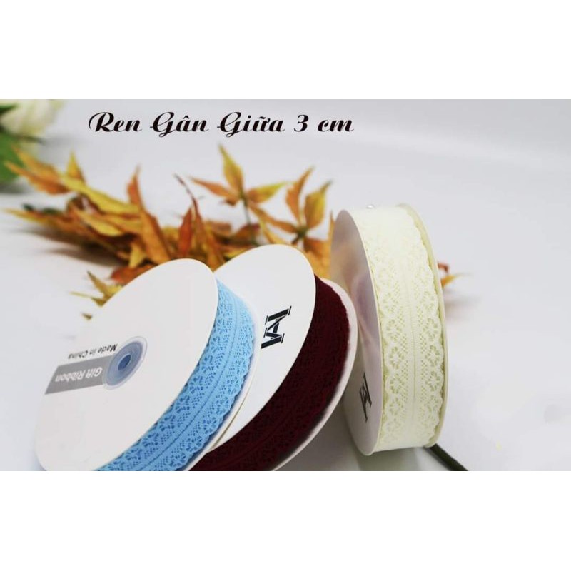 Ruy băng ren 3cm (set 5 mét) - 9 MÀU