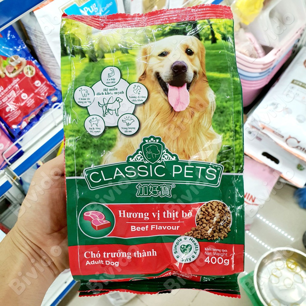 Thức ăn chó lớn Classic Pets Adult vị bò túi 400g - Bivido