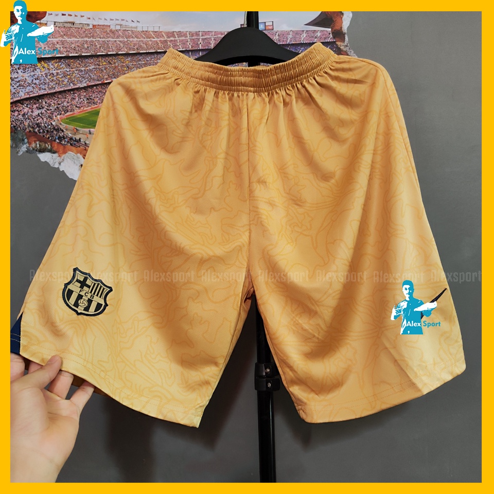 LOGO THÊU Bộ Quần Áo Bóng Đá CLB Barca Màu Vàng Sân Khách BẢN ĐẸP 22-23 - Alex Sport