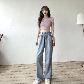 Quần jeans ống rộng quần bò denim ống rộng nhạt màu phong cách Hàn Quốc J129 Chaiko Studio