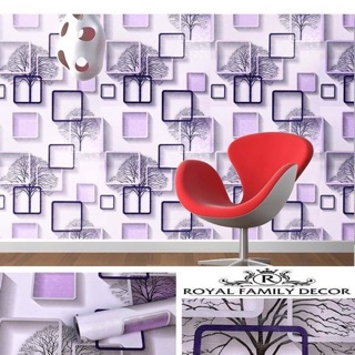 GIẤY DÁN TƯỜNG HOA VĂN (Ô VUÔNG TÍM)