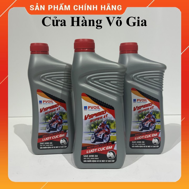 Nhớt PVOIL Vspeed Super 4T 20W50 0.8L và 1L dành cho xe số
