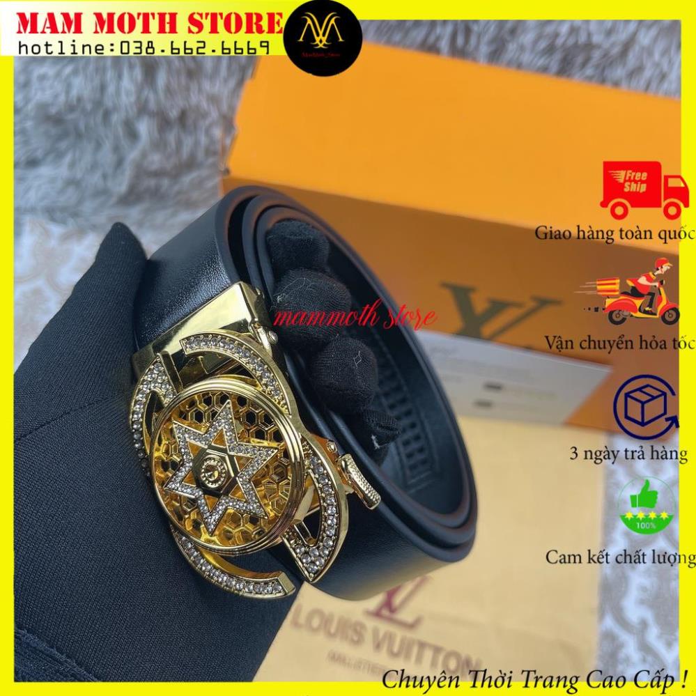 Dây nịt nam mặt xoay 360 độ đính đá cao cấp, dây thắt lưng khóa tự động mã T05 shop MamMoth Store
