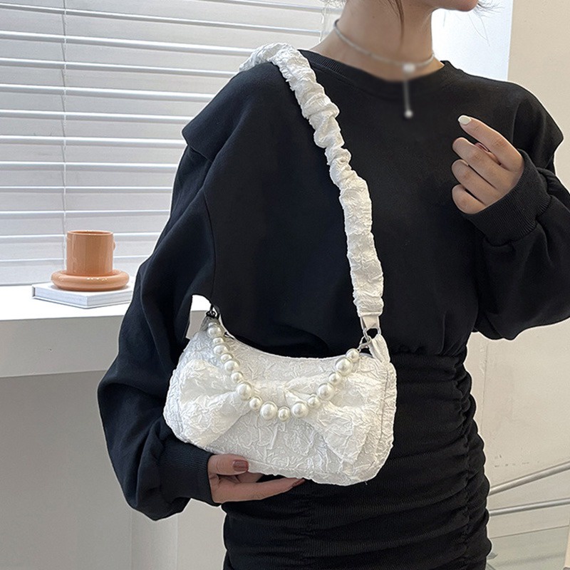 Túi Đeo Chéo Đựng Điện Thoại Đính Nơ Ngọc Trai Giả Thời Trang Cho Nữ