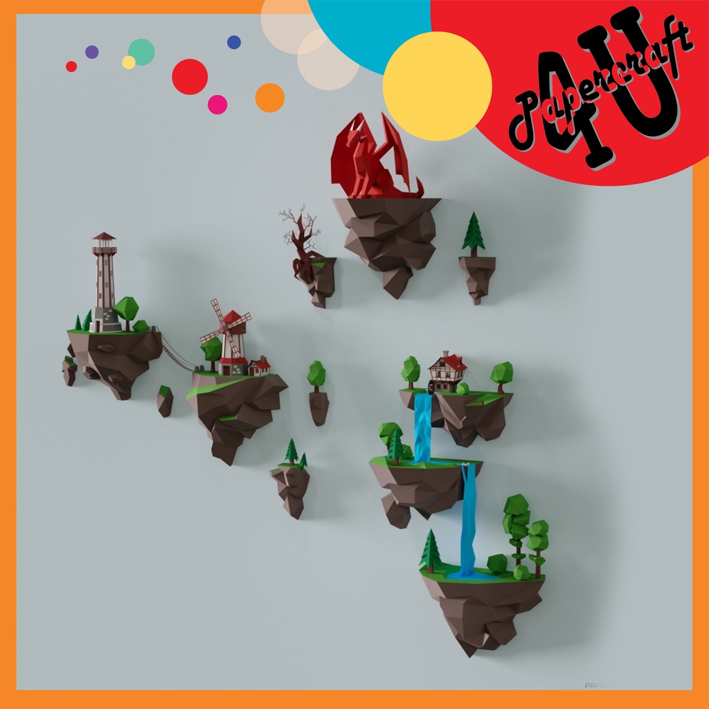 Mô hình giấy 3D treo tường: Đảo rồng