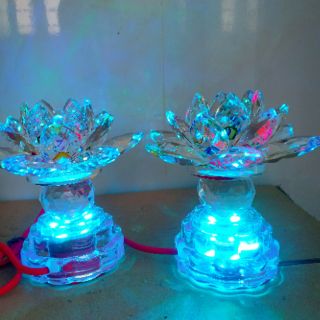 [ giá 1 cặp ] đèn thờ cúng hoa sen pha lê 12cm