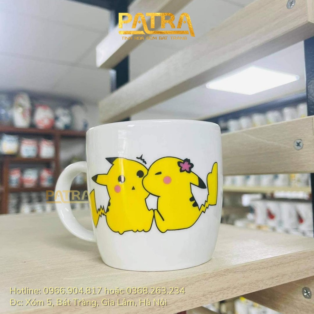 Cốc uống nước in hình cute, cốc sứ Bát Tràng cao cấp 350ml