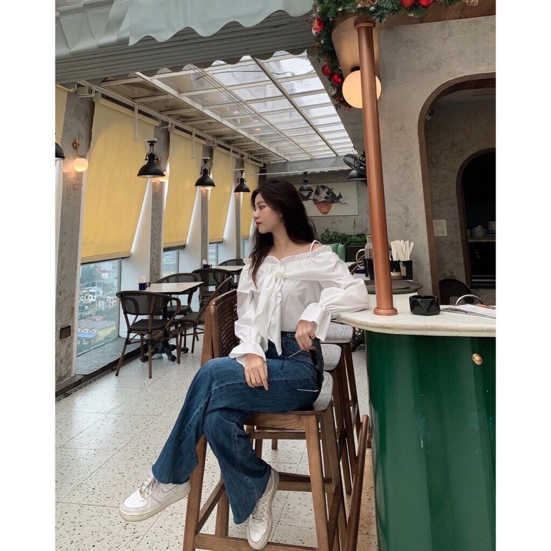 Áo Trễ Vai Bèo Tiểu Thư Tay Bèo Hot Công Sở- Áo Hở Vai Phong Cách Hàn Quốc Ulzzang